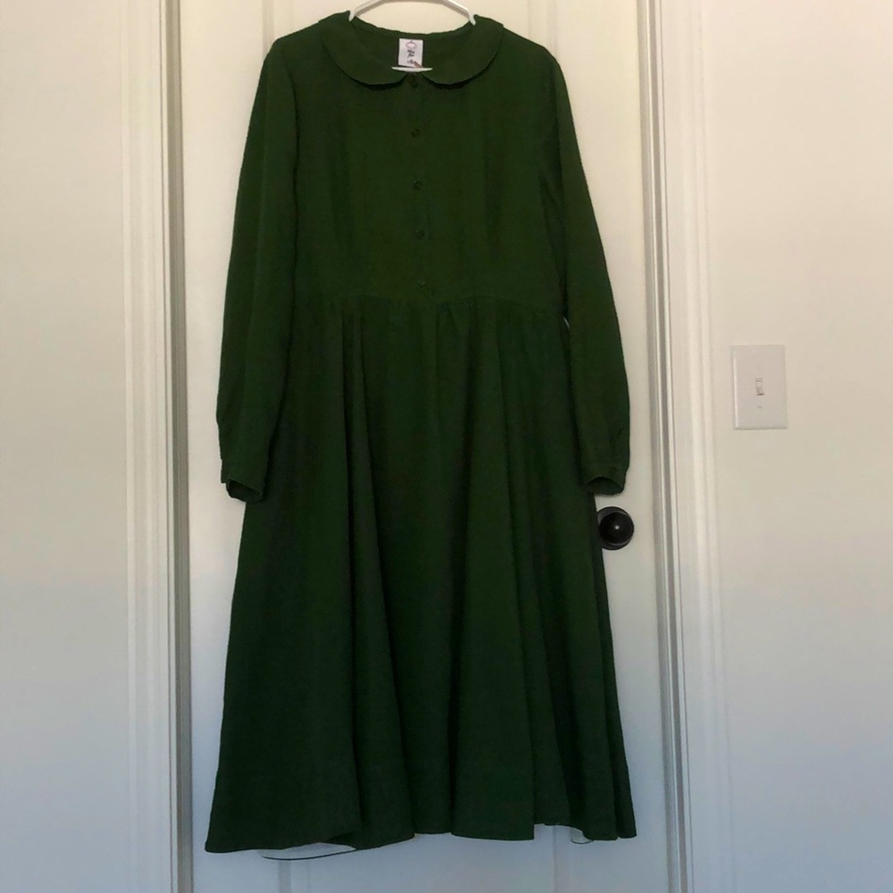 Son de Flor Forest Green Long Sleeve Midi Dress